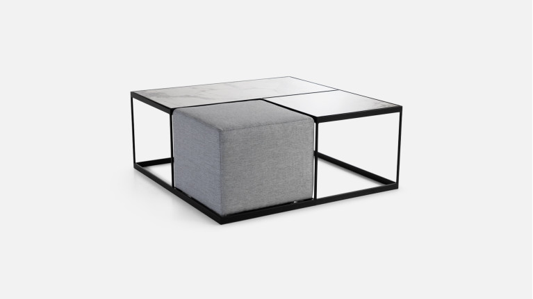 Table basse fonctionnelle en céramique avec pouf, Bellagio