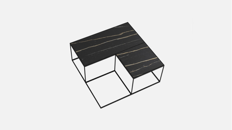 Table basse fonctionnelle en céramique avec pouf, Bellagio