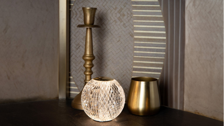 Lampe à poser design façon perle de cristal, Cintra