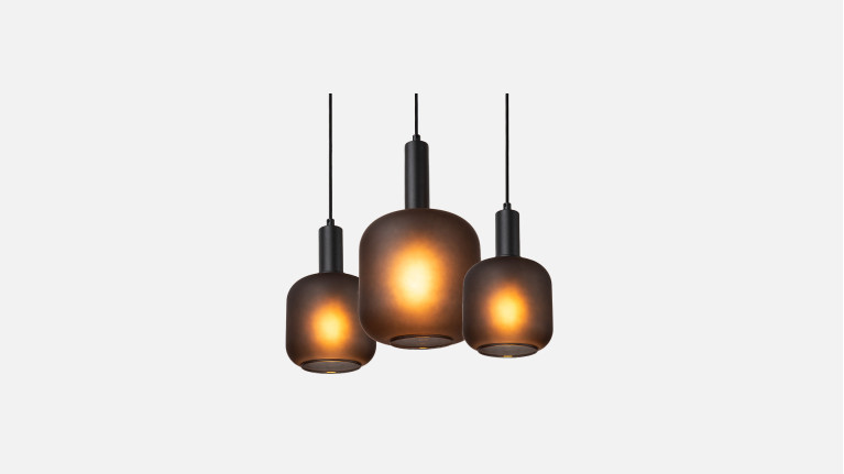 Suspension luminaire design, réglable, en verre fumé, Eloise