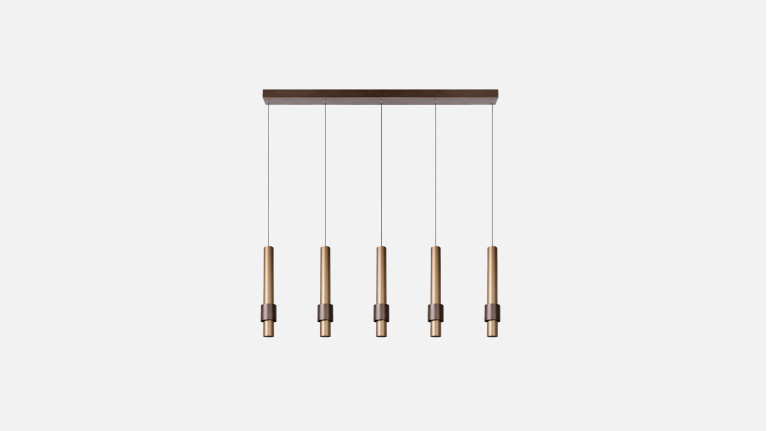 Suspension luminaire design 5 lumières en aluminium, Margary