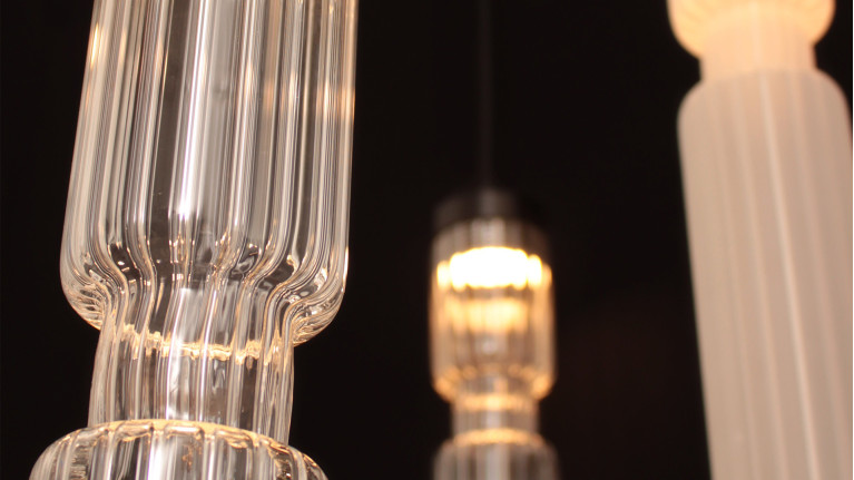 Suspension luminaire en verre cannelé, Sagano 5