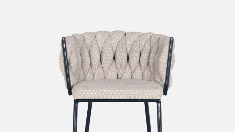 Chaise de salle à manger en velours et chenille tressée, Wave