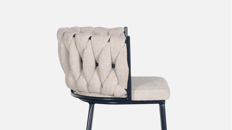 Chaise de salle à manger en velours et chenille tressée, Wave