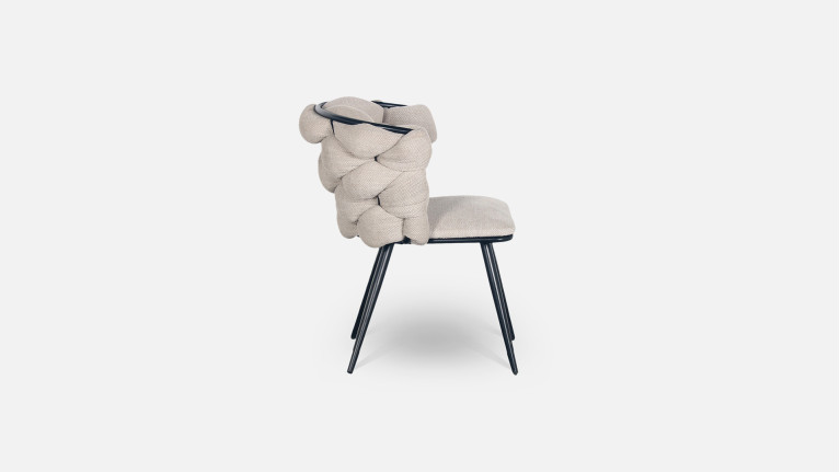 Chaise de salon design avec dossier tressé, en mousse, Rock 