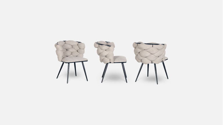 Chaise de salon design avec dossier tressé, en mousse, Rock 