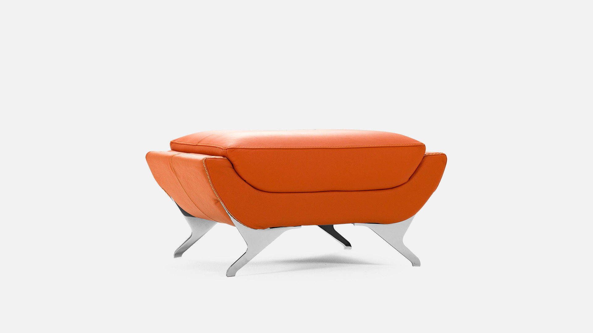 Pouf en cuir design contemporain, bois et acier, Cuba