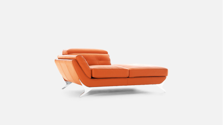 Pouf en cuir design contemporain, bois et acier, Cuba
