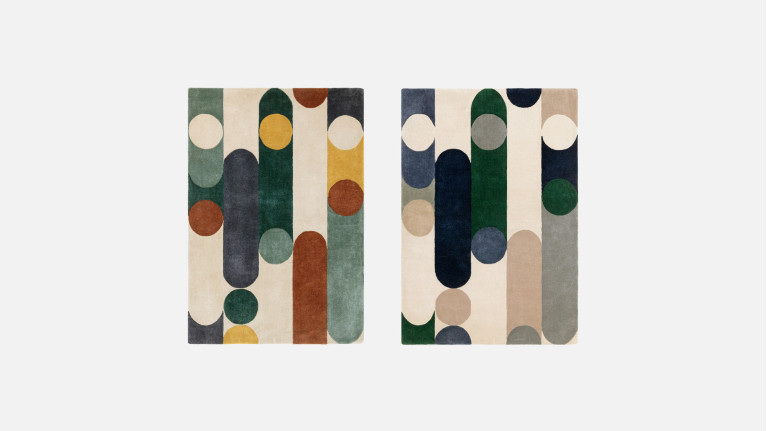 Tapis inspiration Bauhaus avec formes géométriques , Romy