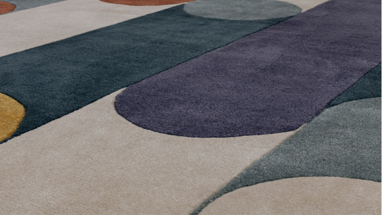 Tapis inspiration Bauhaus avec formes géométriques , Romy