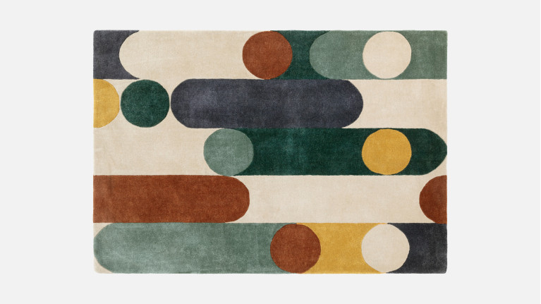 Tapis inspiration Bauhaus avec formes géométriques , Romy