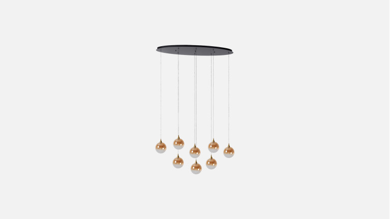Suspension design, pendentifs en verre réglables, Gisela
