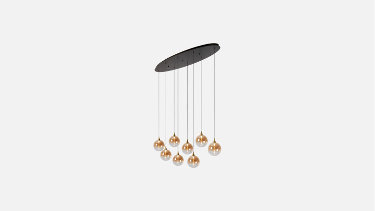 Suspension design, pendentifs en verre réglables, Gisela