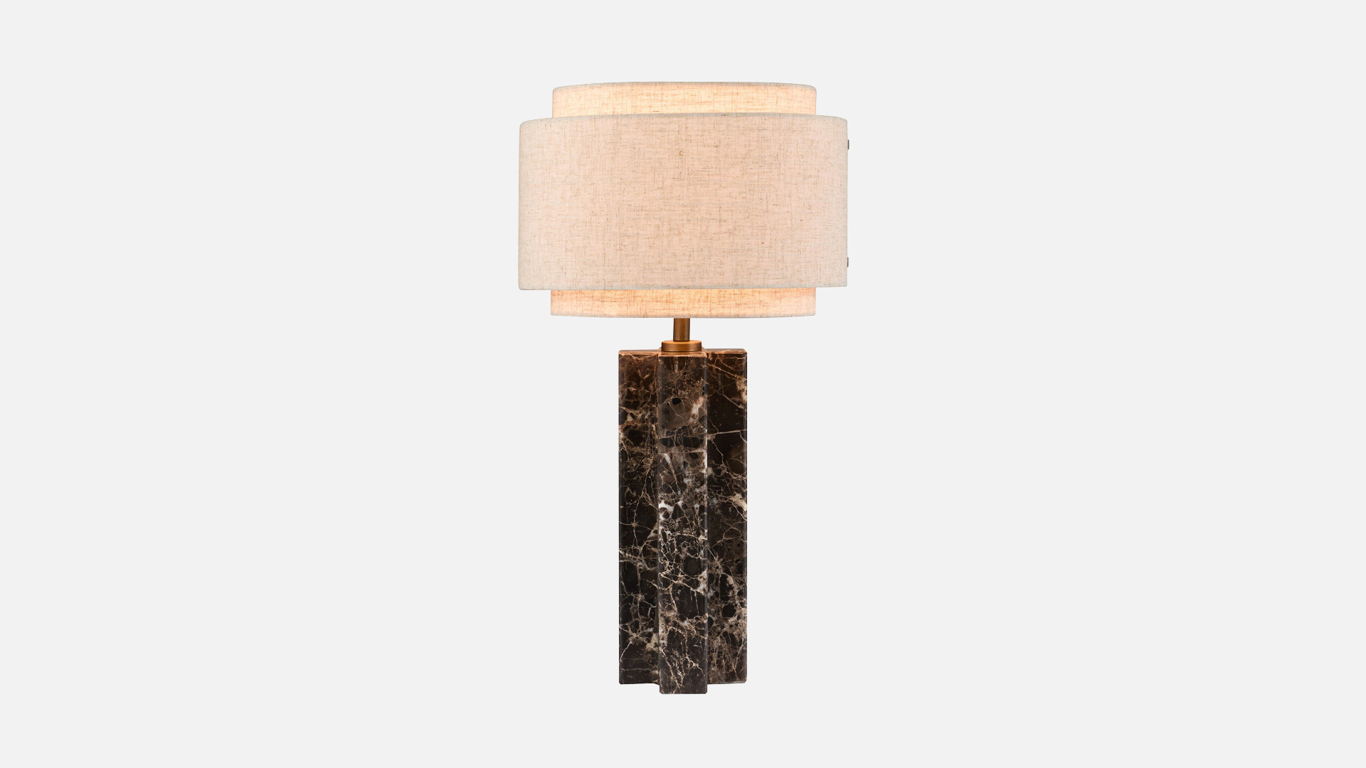 Lampe à poser TAKAI | Marbre brun, lin et laiton