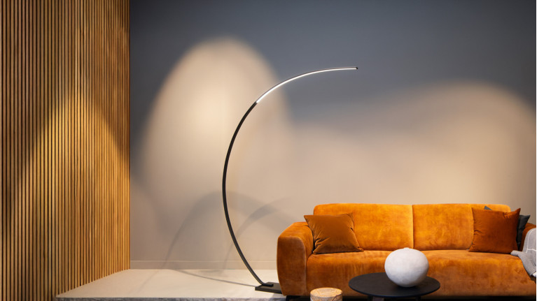 Lampadaire design, marbre et metal, à LED sur pied, Curve