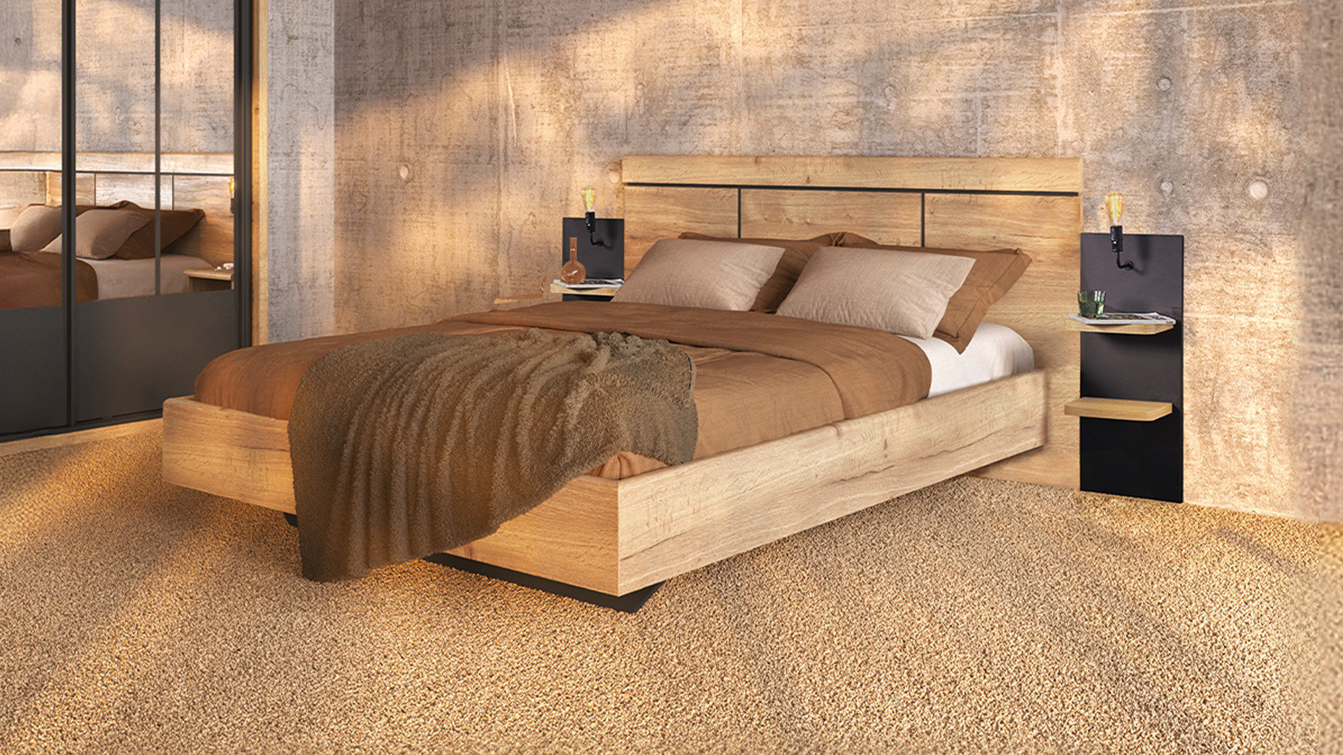 Chevet 2 tablettes attenant OPERA | Style industriel
