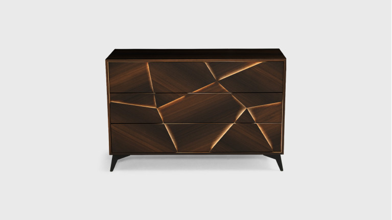 Commode 3 tiroirs eucalyptus fumé ECLIPSE | Design et contemporaine