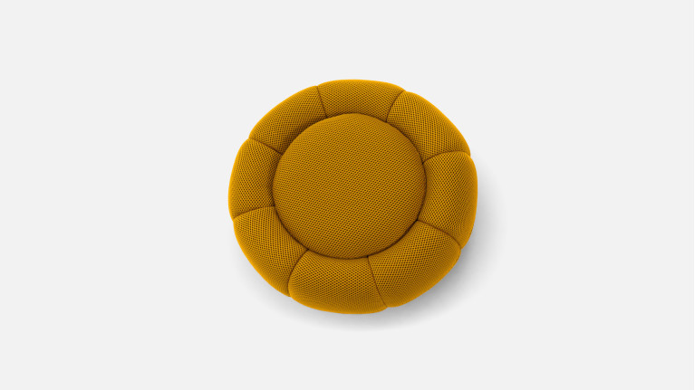 Pouf de salon design, rond avec plateau céramique, Joy