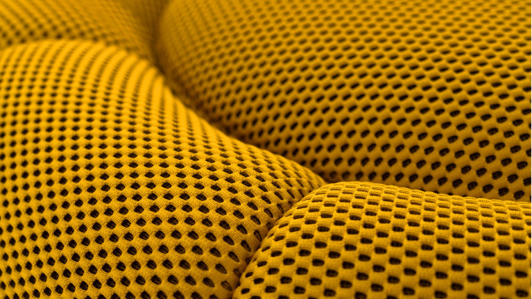 Pouf de salon design, rond avec plateau céramique, Joy