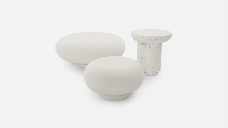 Table basse design avec finition enduit à la chaux, Poppy