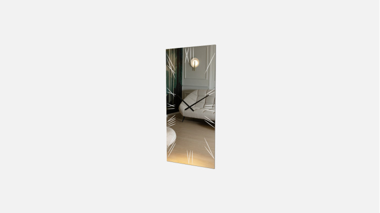 Grand miroir murale horloge design, éclairage led, Algedi