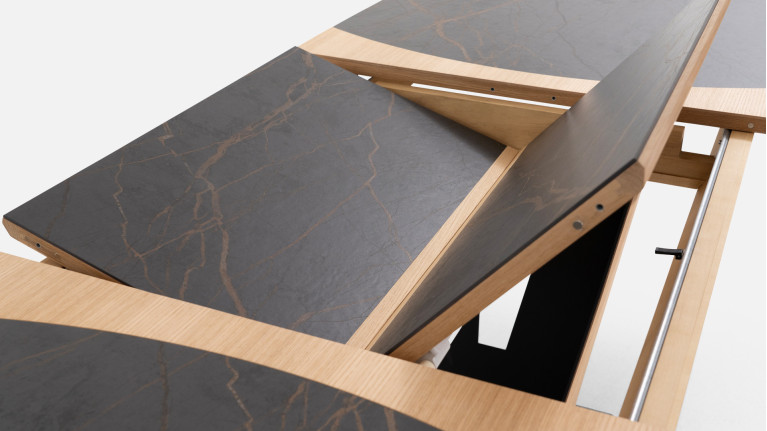 Table extensible LOTUS | Design bois et acier avec allonge papillon