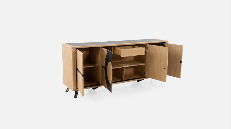 Buffet LOTUS | Élégance bois et céramique avec éclairage central