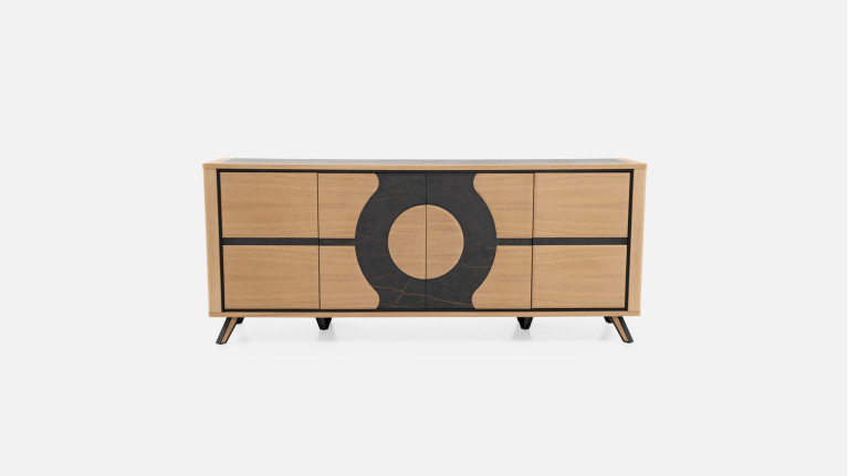 Buffet LOTUS | Élégance bois et céramique avec éclairage central