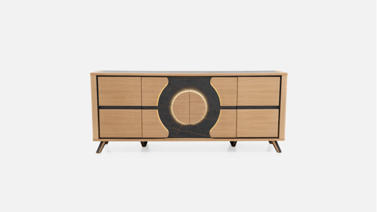 Buffet LOTUS | Élégance bois et céramique avec éclairage central