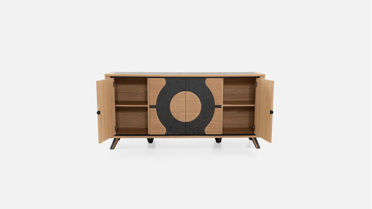 Buffet LOTUS | Élégance bois et céramique avec éclairage central