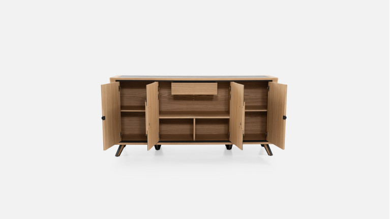 Buffet LOTUS | Élégance bois et céramique avec éclairage central