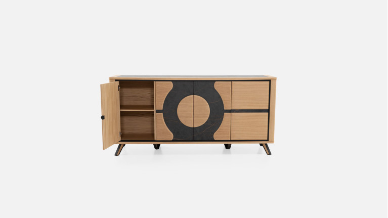 Buffet LOTUS | Élégance bois et céramique avec éclairage central