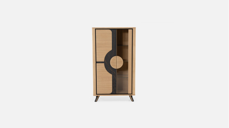 Vitrine LOTUS | Rangement vitré et façade bois graphique