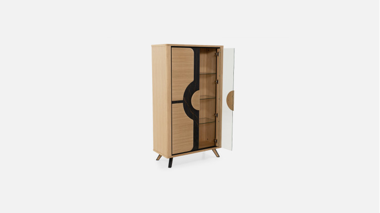 Vitrine LOTUS | Rangement vitré et façade bois graphique