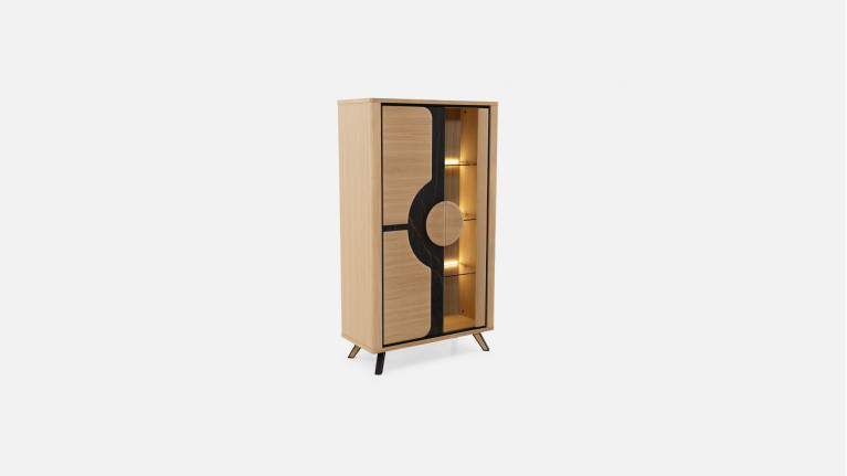 Vitrine LOTUS | Rangement vitré et façade bois graphique