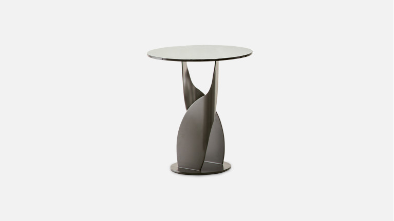 Bout de canapé COCKTAIL | Verre trempé et métal sculptural