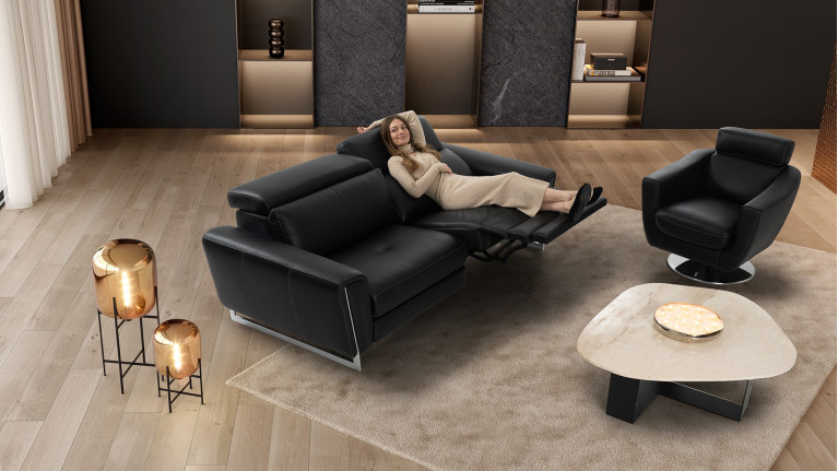 Canapé relaxation 3 places cuir ROSSINI | Relaxation optimale