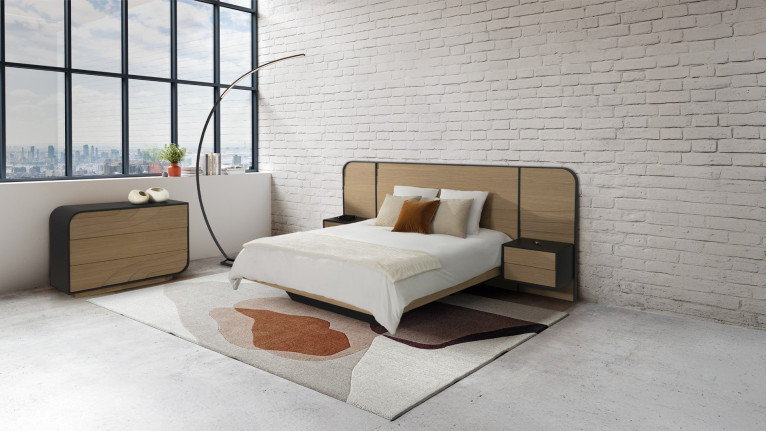 Lampadaire design, marbre et metal, à LED sur pied, Curve