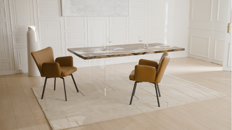 Fauteuil LEON cuir | Élégance contemporaine et piètement en acier