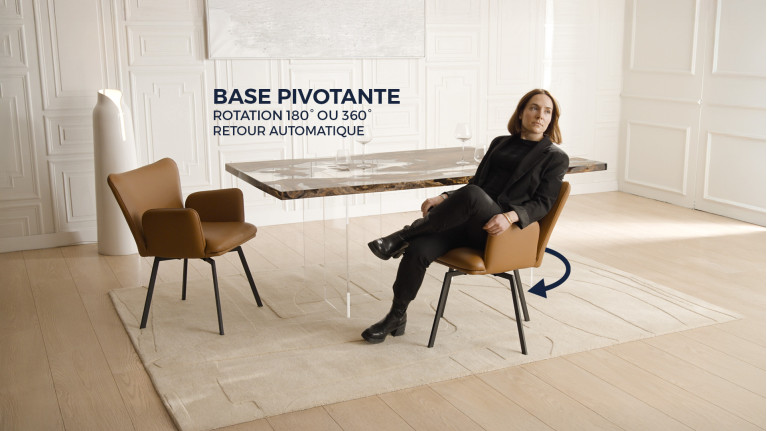 Fauteuil LEON cuir | Élégance contemporaine et piètement en acier