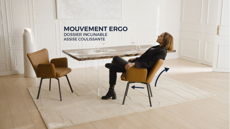Fauteuil LEON cuir | Élégance contemporaine et piètement en acier