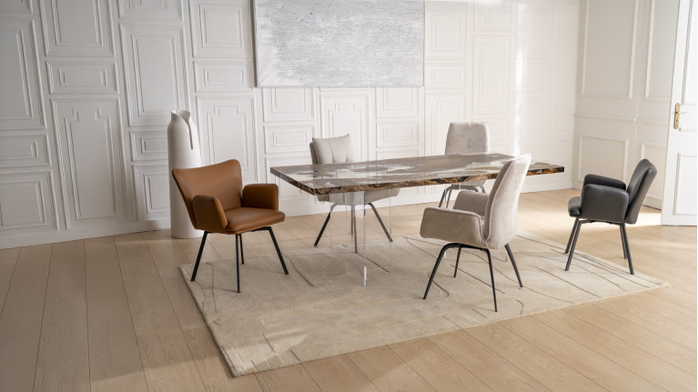Fauteuil LEON cuir | Élégance contemporaine et piètement en acier