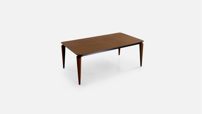 Table extensible COSMOS noyer | Allonge centrale et piètement frêne