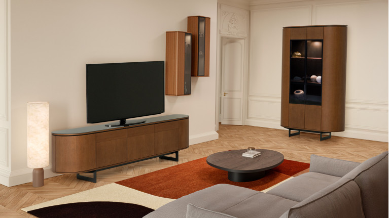 Meuble TV en bois, pied...