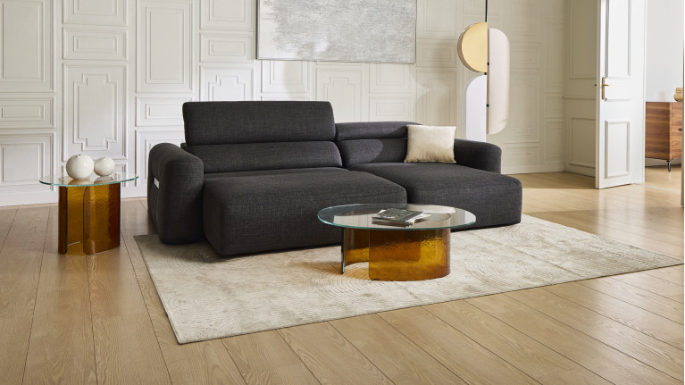 Canapé d’angle relaxation électrique en tissu  RÉVÉLATION