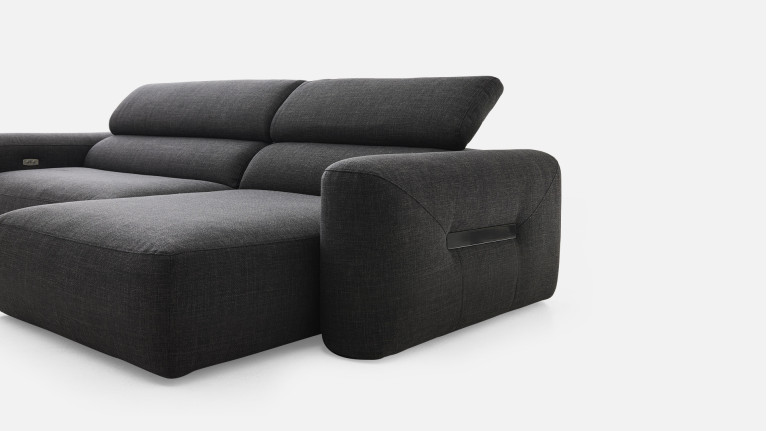 Canapé d’angle relaxation électrique en tissu  RÉVÉLATION