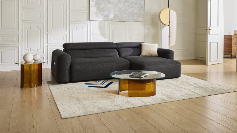 Canapé d’angle relaxation électrique en tissu  RÉVÉLATION