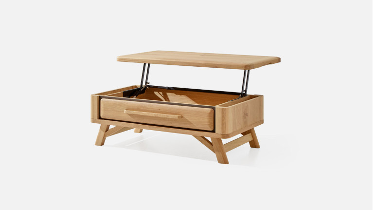 Table basse ONTARIO en chêne | Plateau relevable