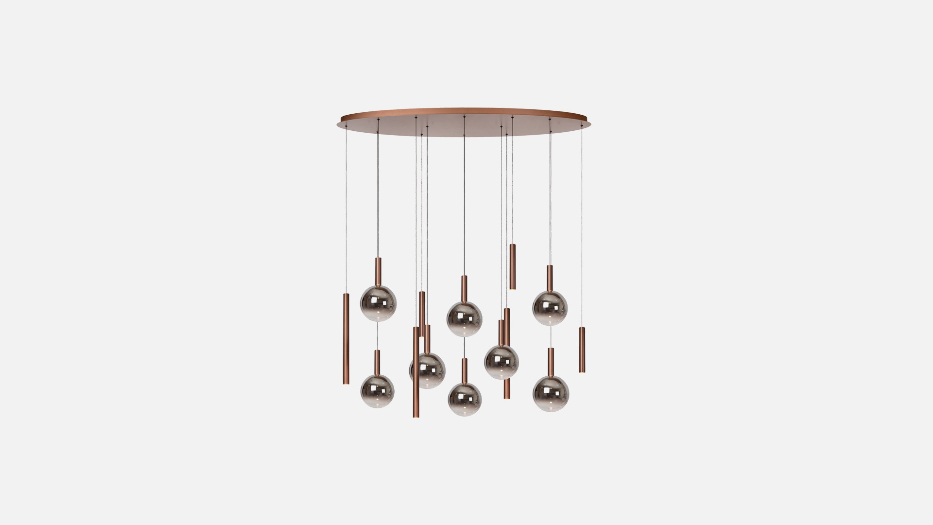 Suspension JASMINE en verre fumé | LED cuivre