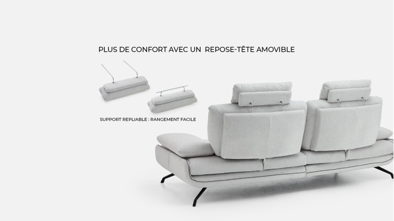 Canapé 3 places PACHA | Dossiers avance-recule & accoudoirs réglables